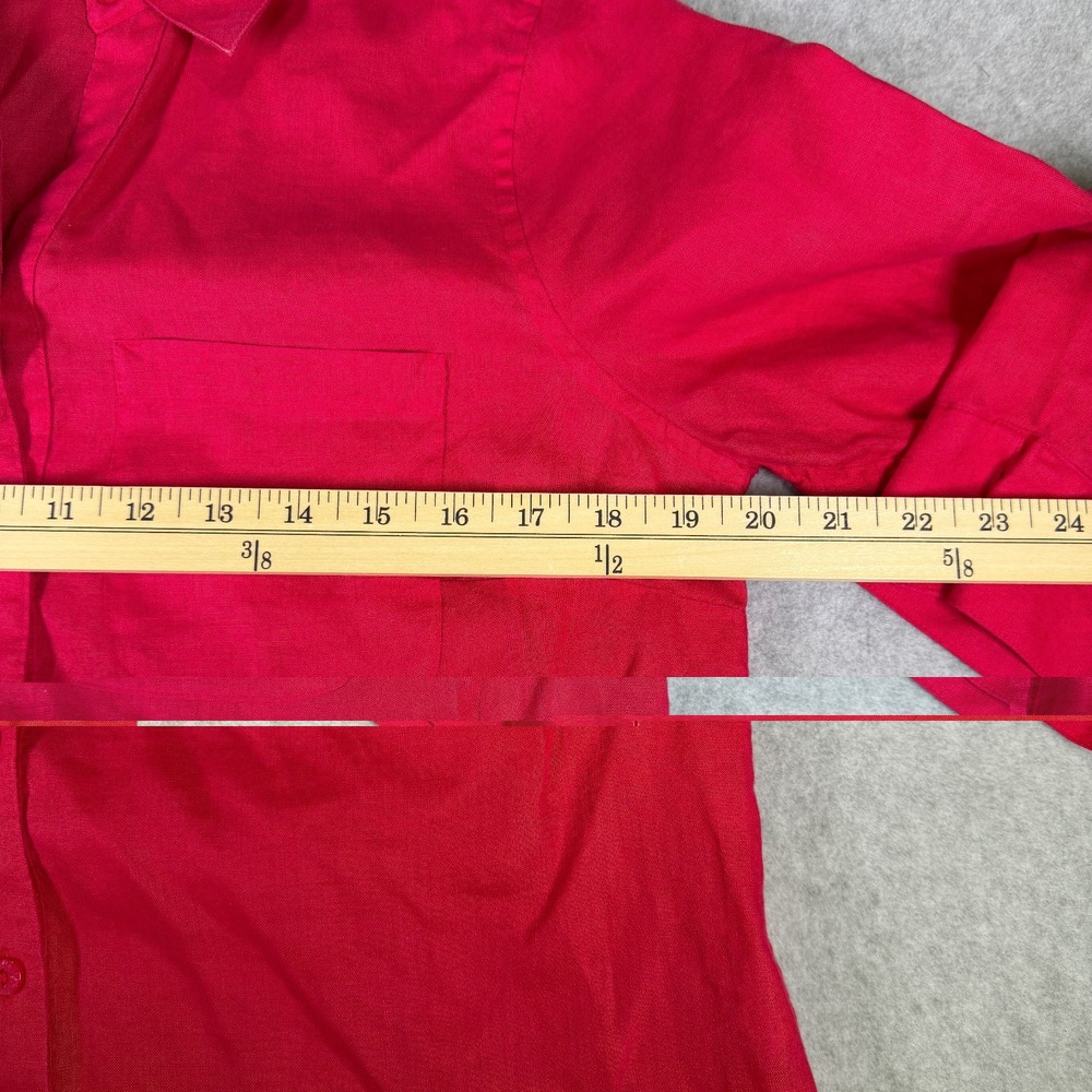 Chicos No Iron Linen Button Down Shirt Red 3/4 Sleeve Size 0 US 4/6 - Picture 4 of 7